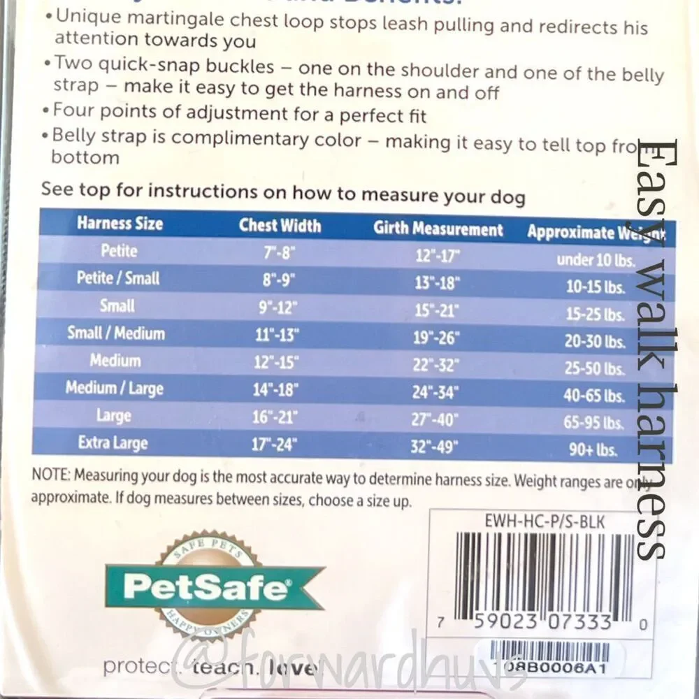 PetSafe Easy Walk No Pull Harness Petite / Small NIB